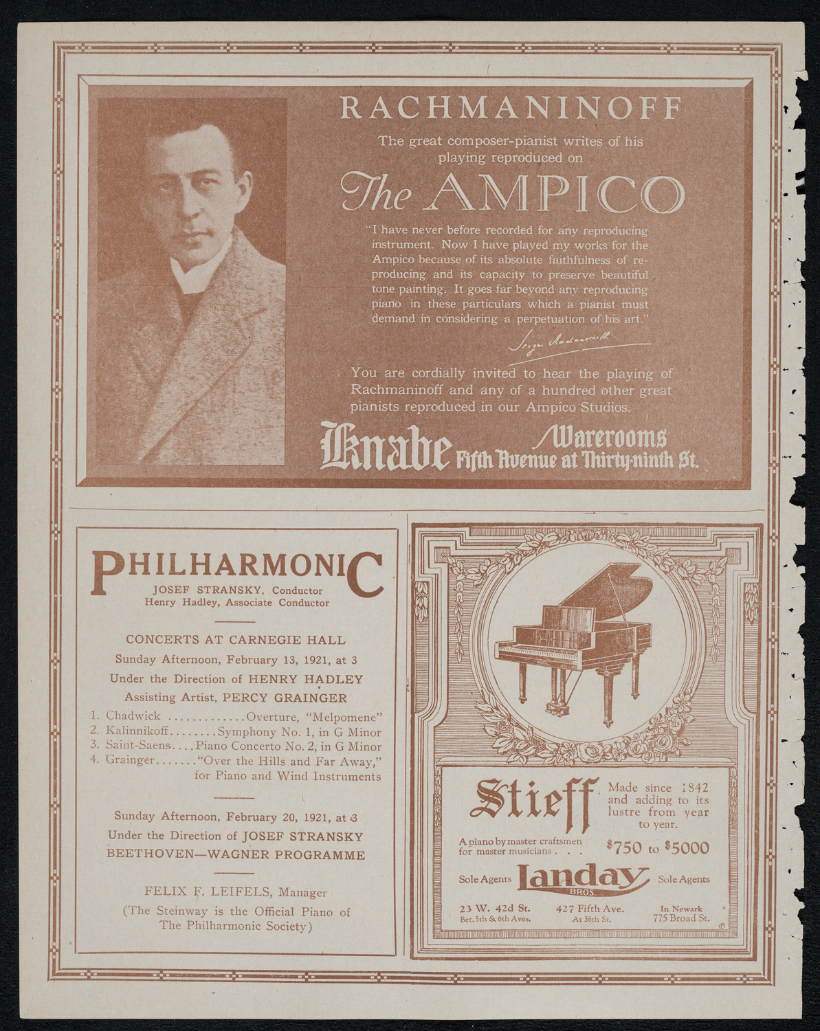 New York Symphony Orchestra, February 11, 1921, program page 12