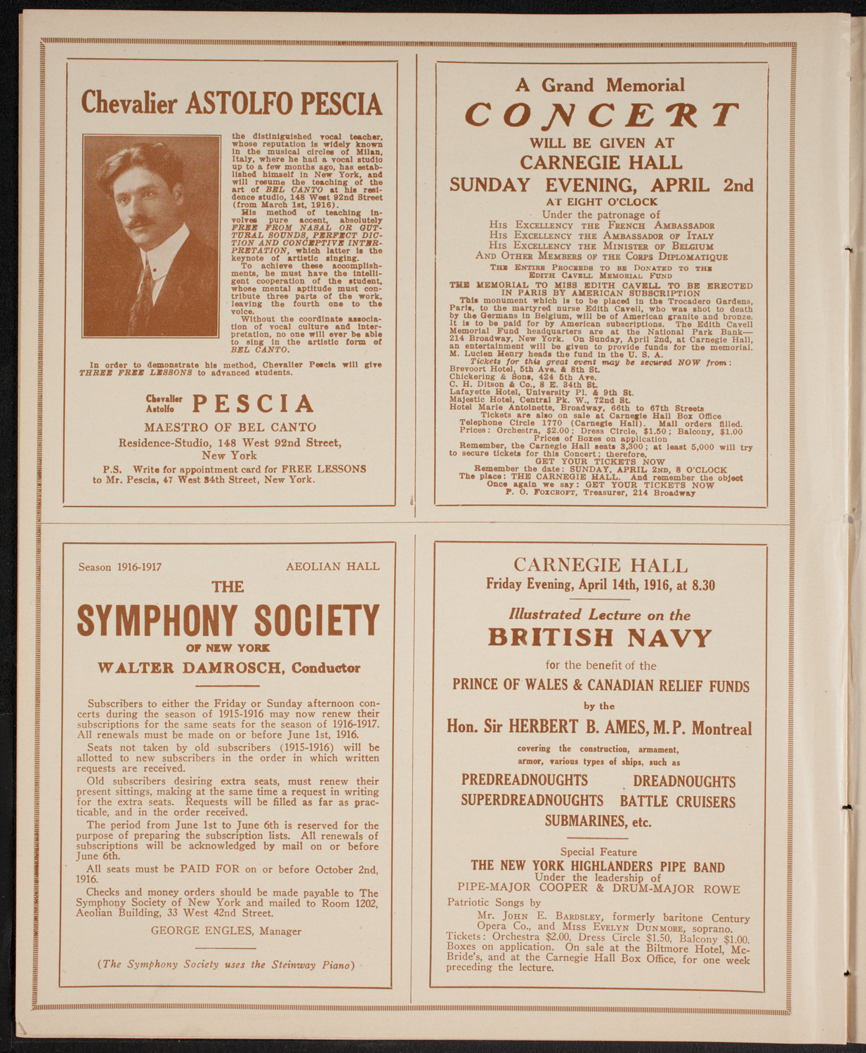 Benefit: Musicians' Foundation, Inc., March 29, 1916, program page 10