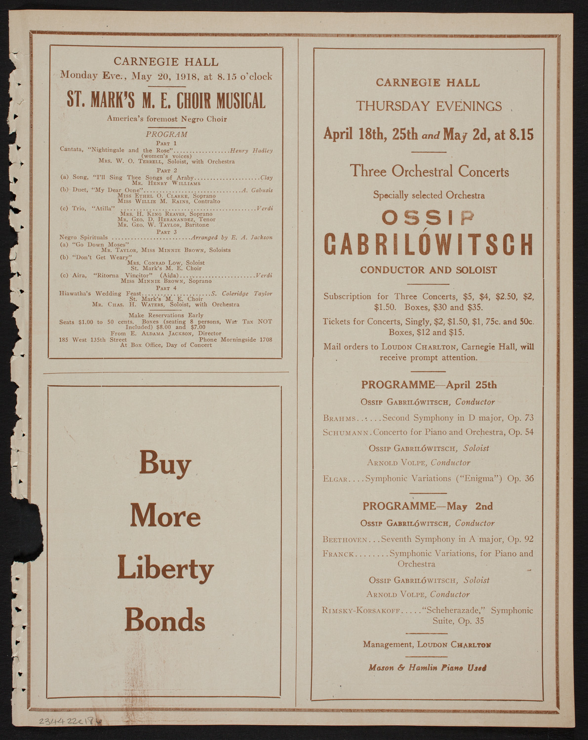 Benefit: St. Andrew's One-Cent Coffee Stands Society, April 22, 1918, program page 11