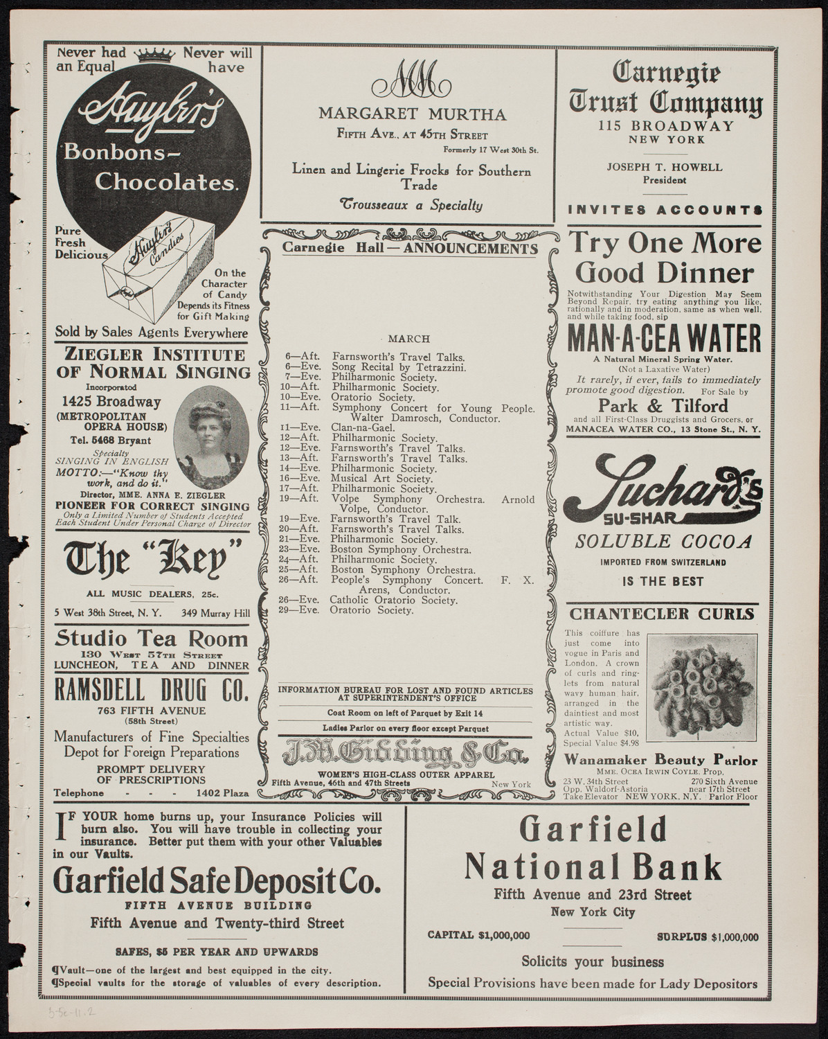 Farnsworth's Travel Talks, March 5, 1911, program page 3