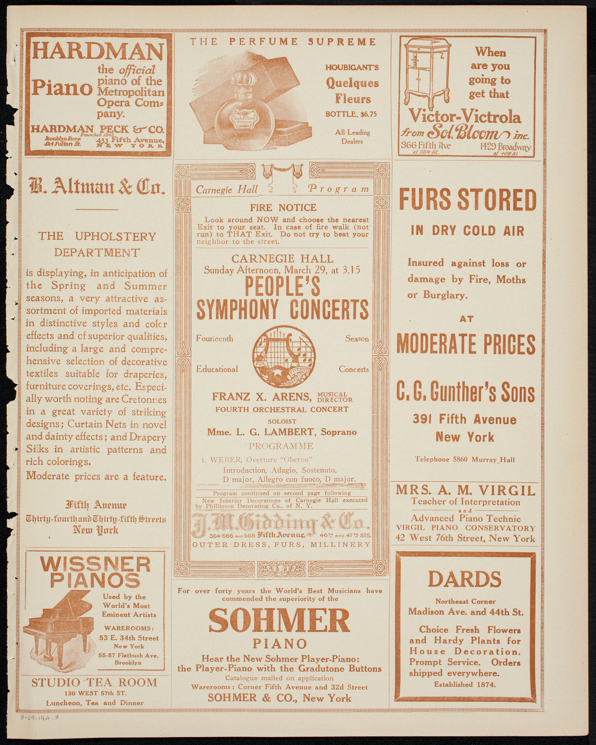 People's Symphony Concert, March 29, 1914, program page 5