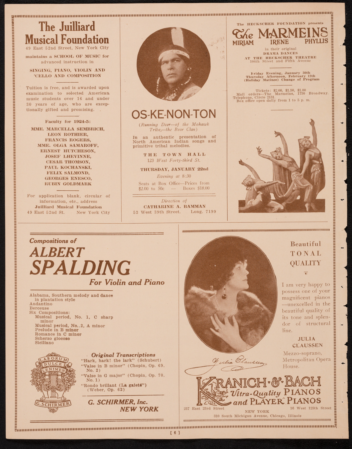 New York Philharmonic, January 18, 1925, program page 6