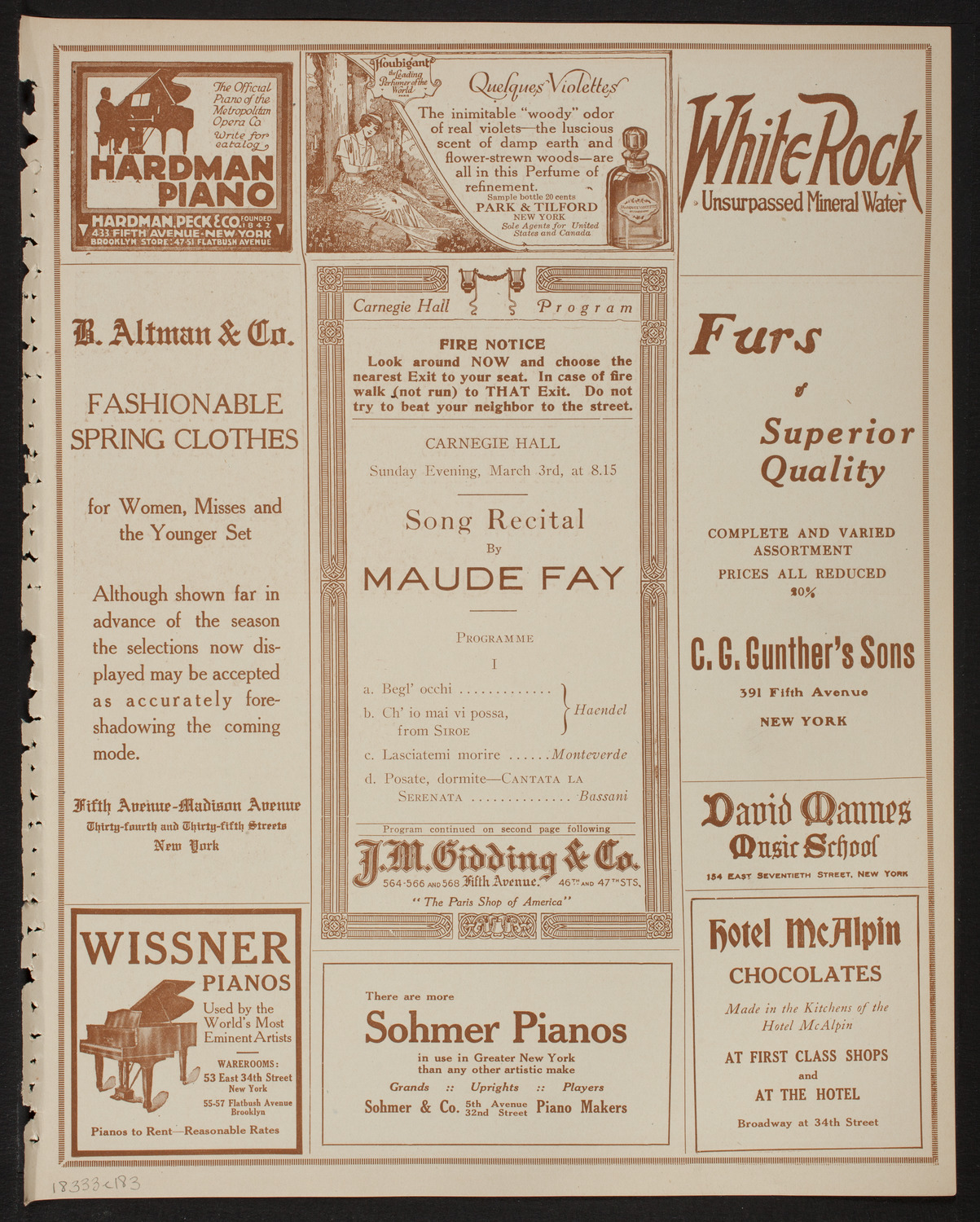 Maude Fay, Soprano, March 3, 1918, program page 5