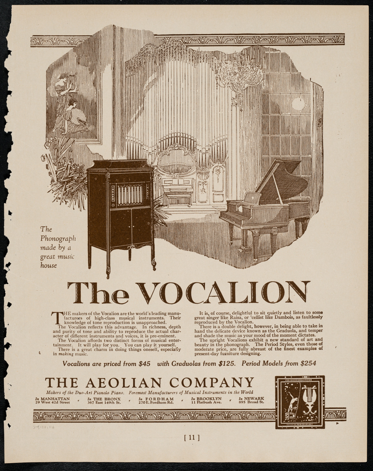 New York Symphony Orchestra, March 9, 1922, program page 11