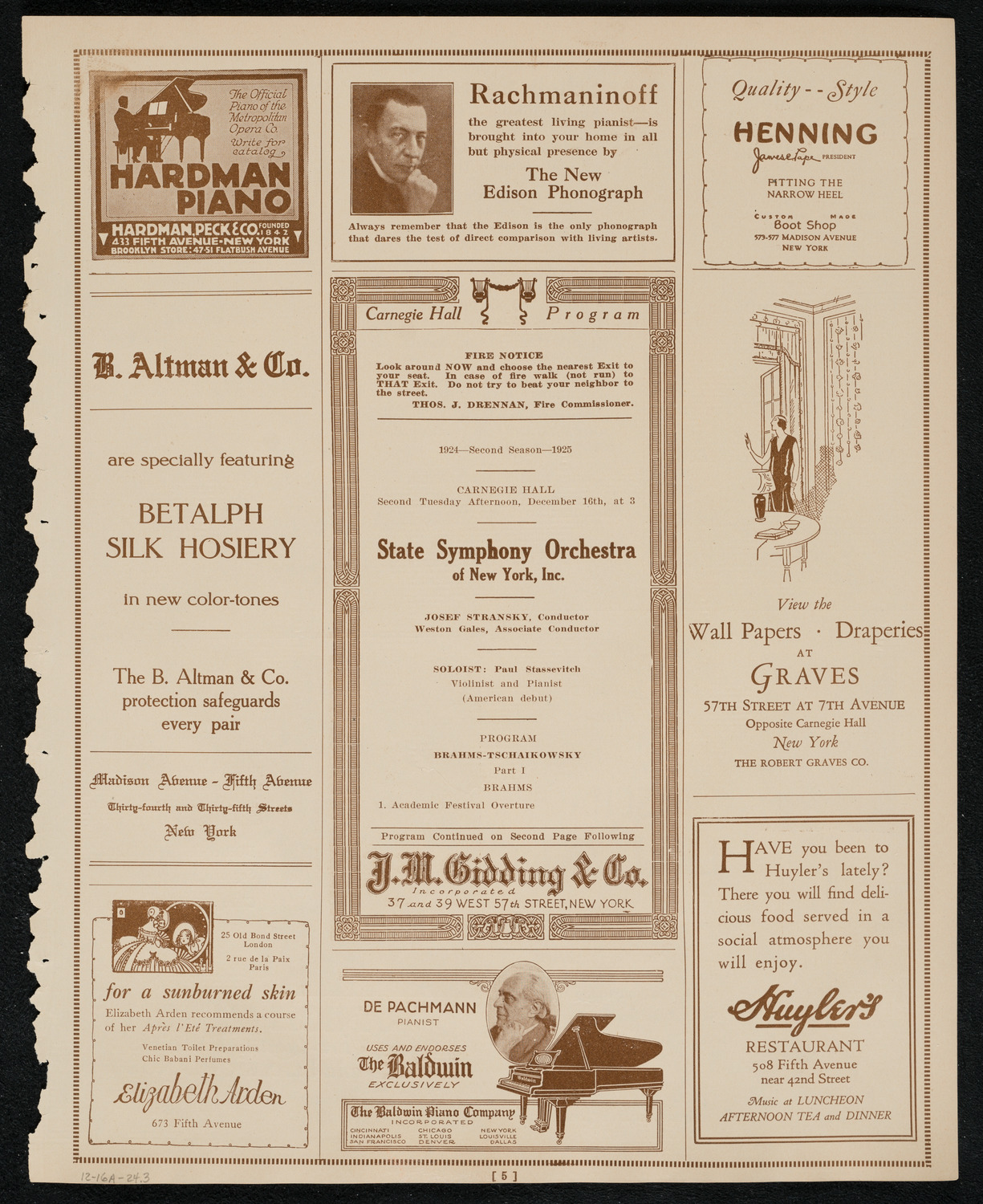 State Symphony Orchestra of New York, December 16, 1924, program page 5