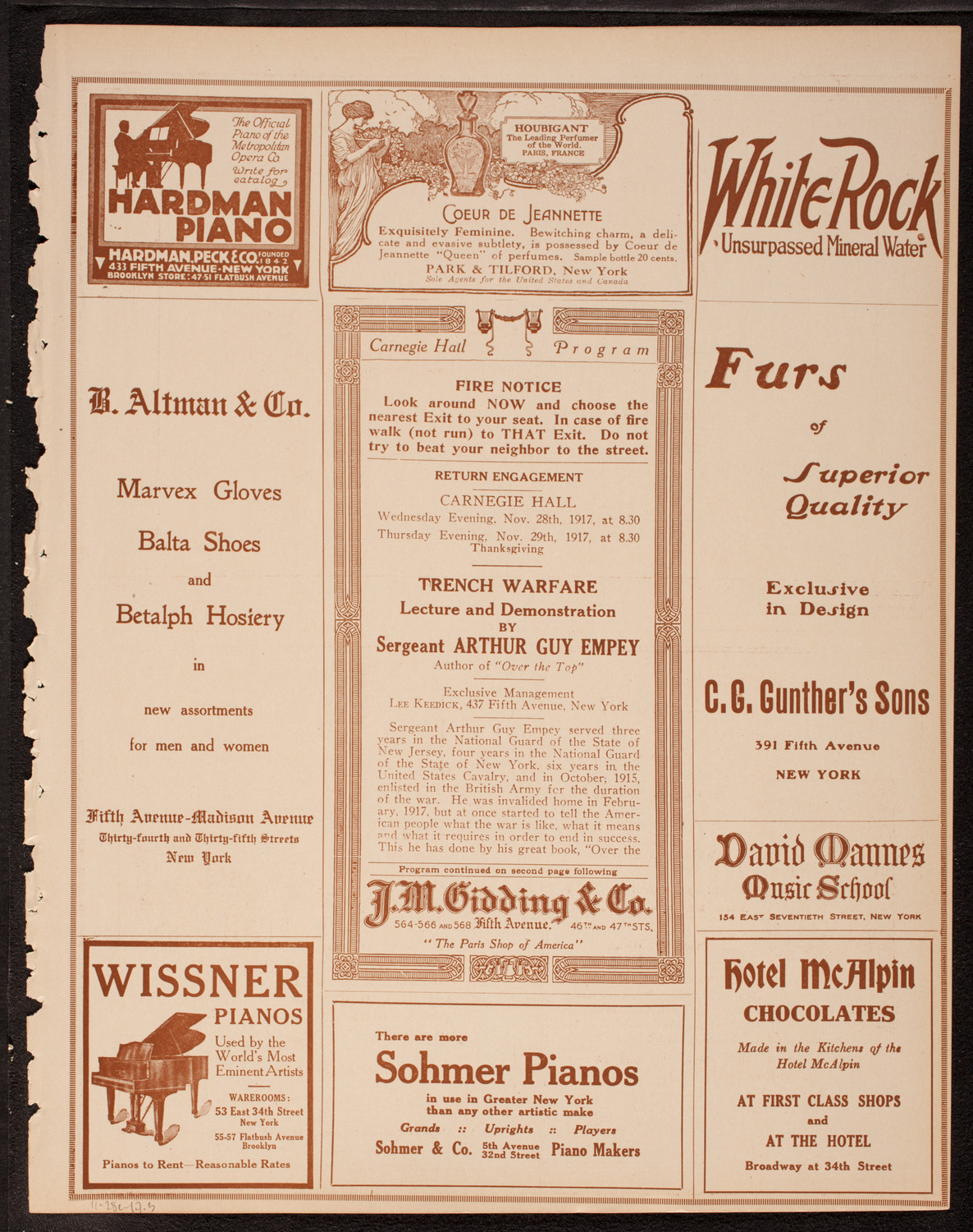 Lecture by Sergeant Arthur Guy Empey, November 28, 1917, program page 5