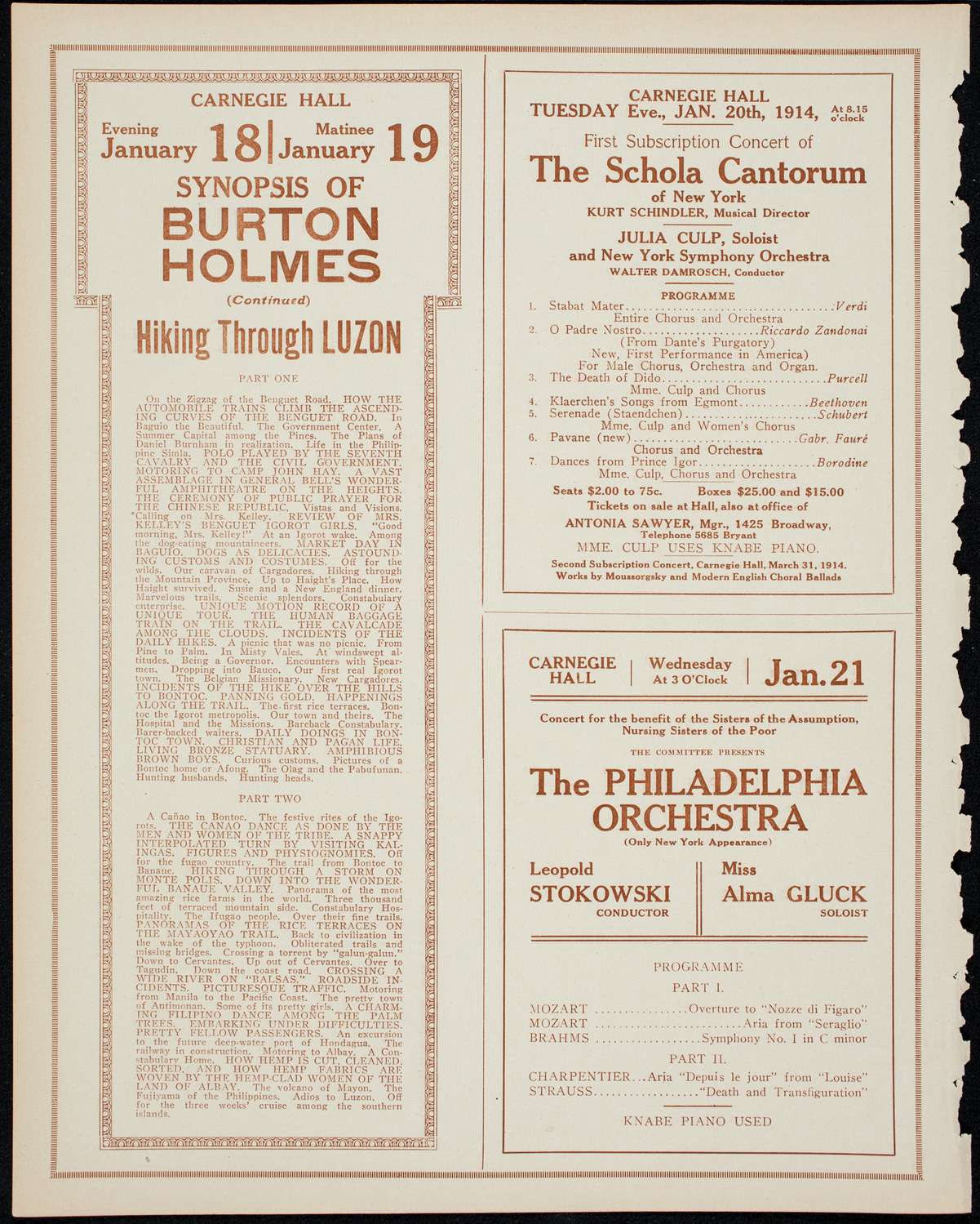 Burton Holmes Travelogue: The New Manila, January 12, 1914, program page 10