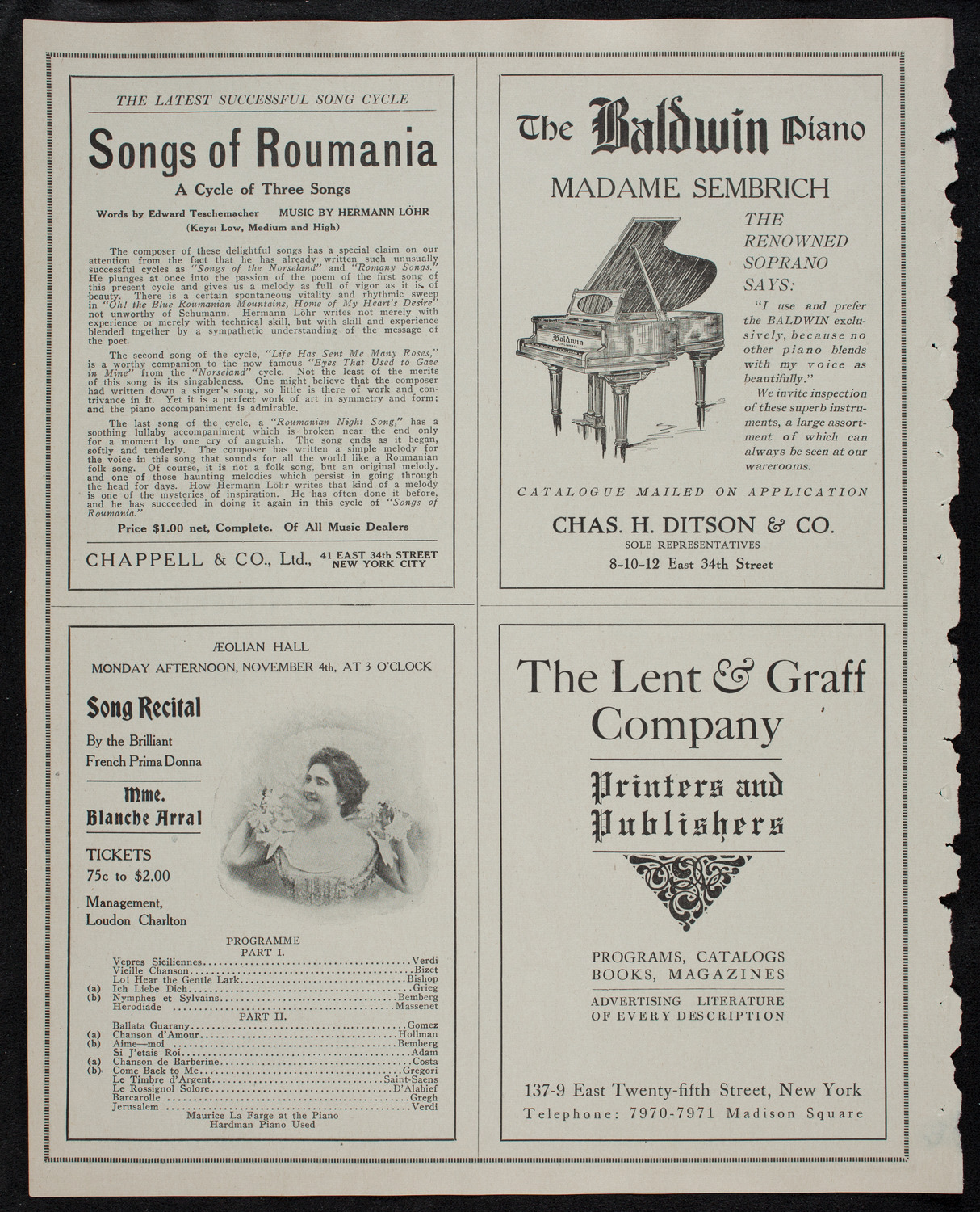 Marcella Sembrich, Soprano, October 29, 1912, program page 14
