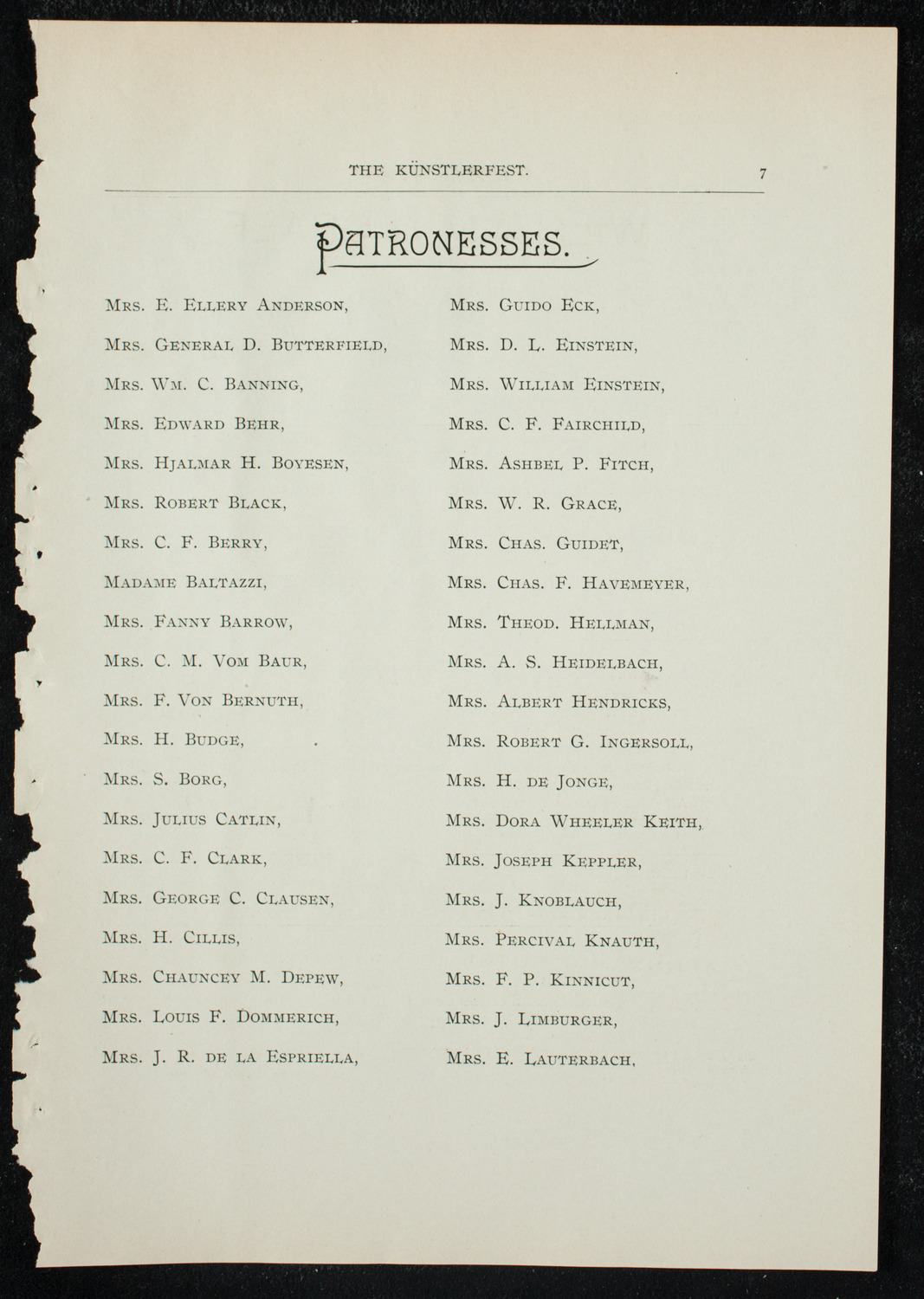 Künstlerfest, December 3, 1891, program page 9