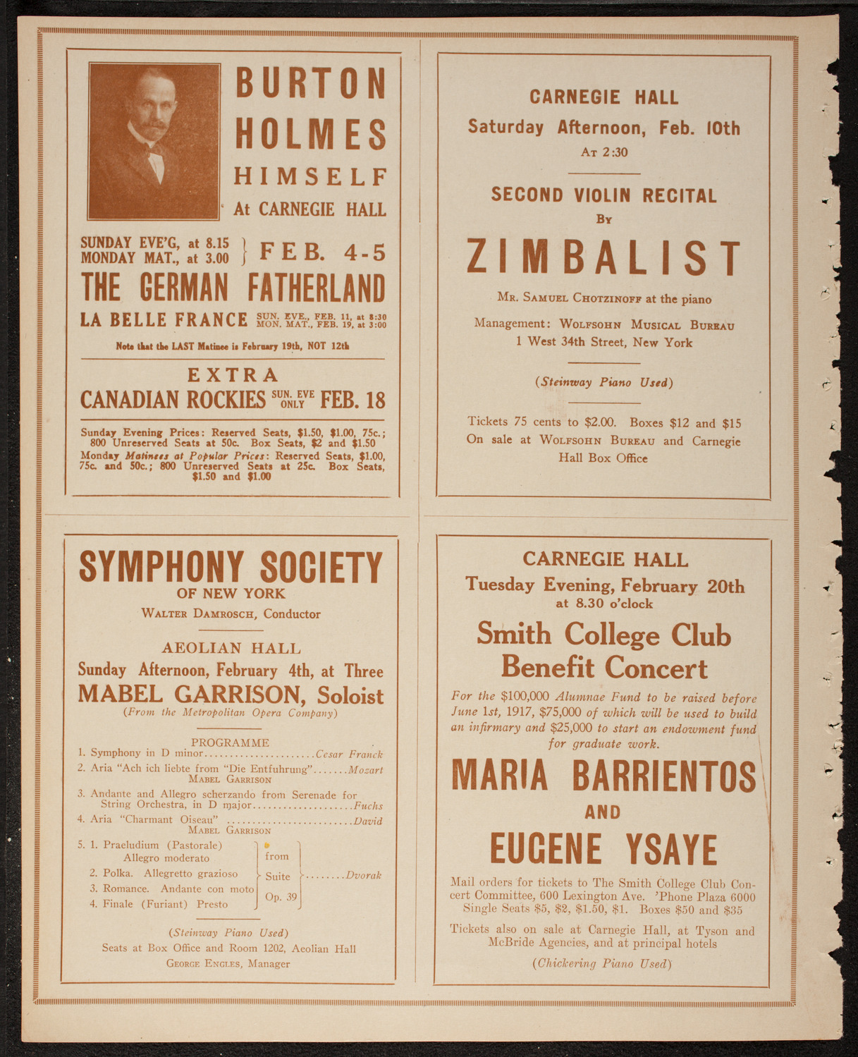 New York Philharmonic, February 2, 1917, program page 8