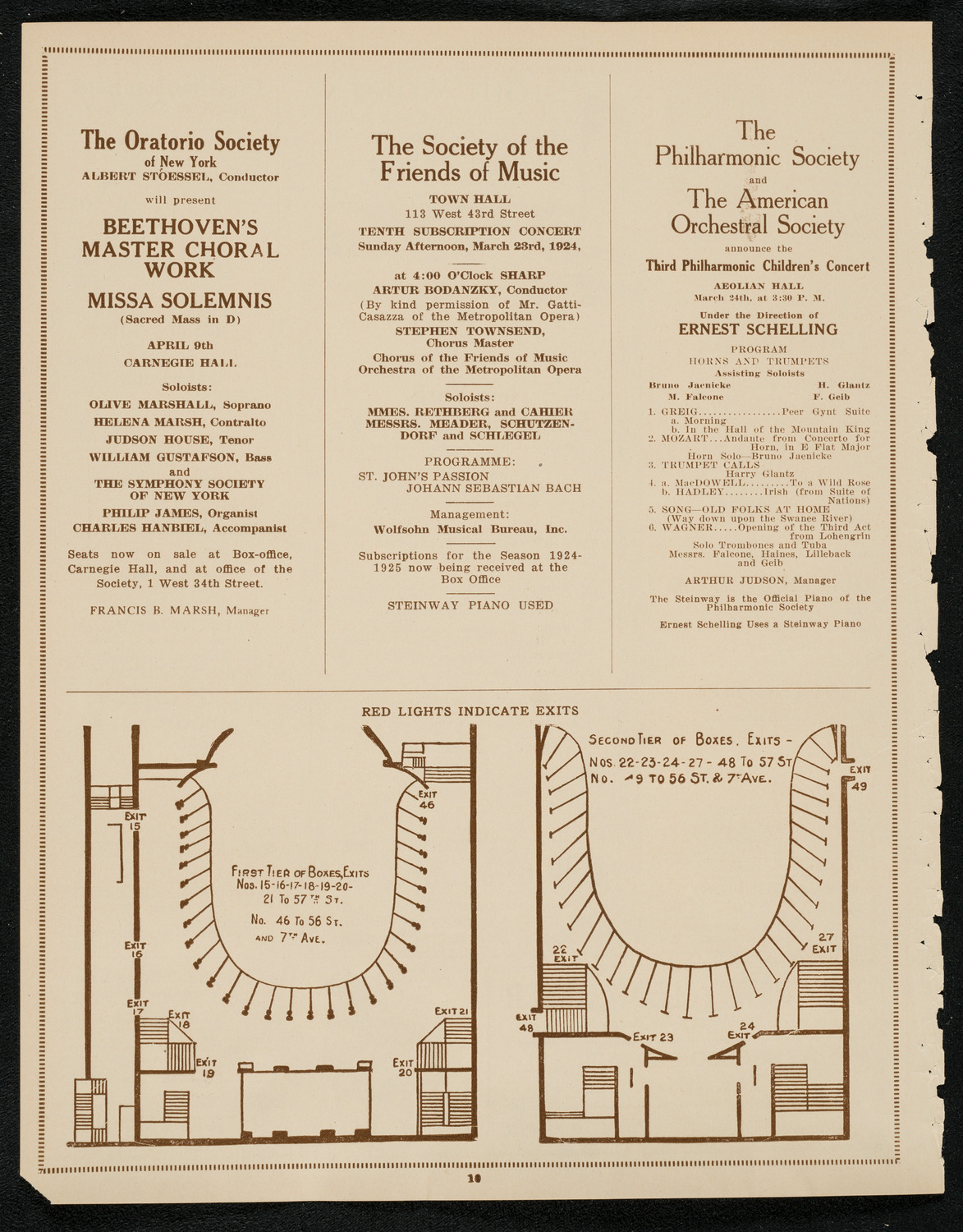 Frieda Hempel, Soprano, Carl Flesch, Violin, and Elly Ney, Piano, March 18, 1924, program page 10