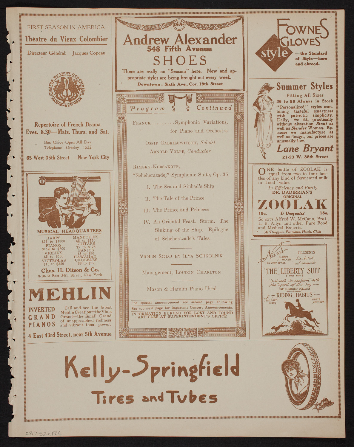 Ossip Gabrilowitsch Orchestral Concert, May 2, 1918, program page 7