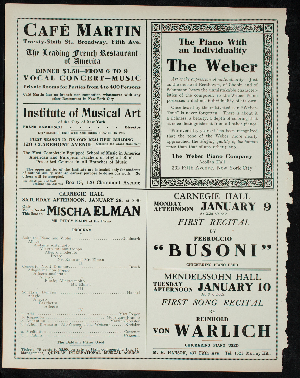 Musical Art Society of New York, December 22, 1910, program page 6