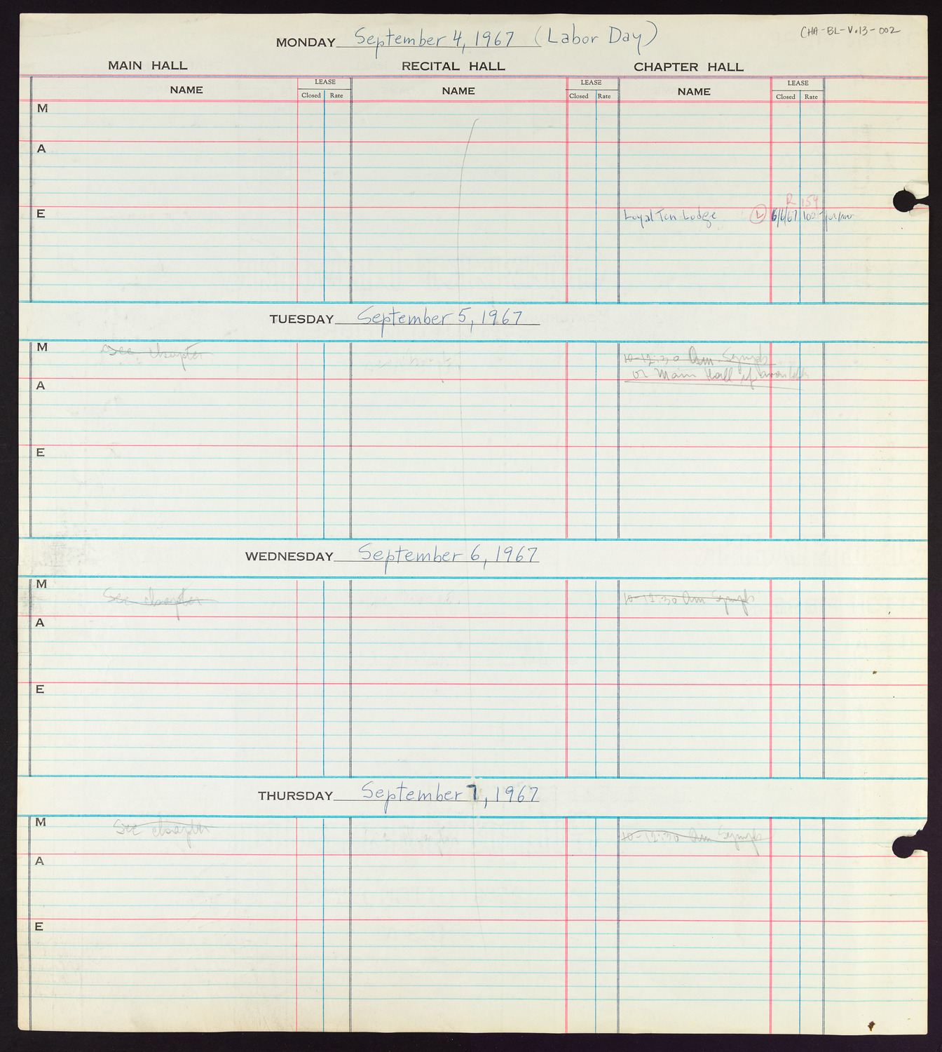 Carnegie Hall Booking Ledger, volume 13, page 2