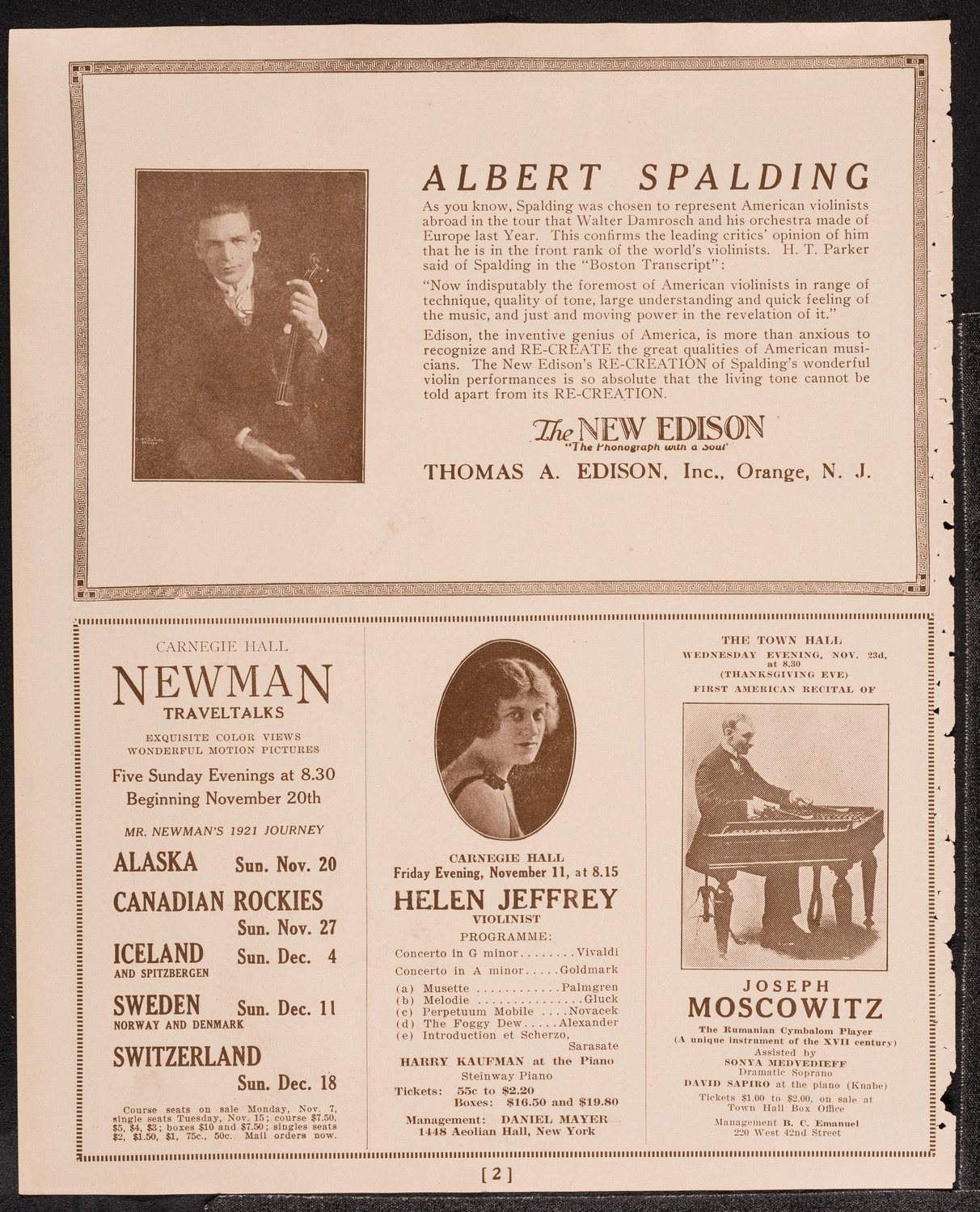 Giuseppe Danise, Baritone, November 9, 1921, program page 2
