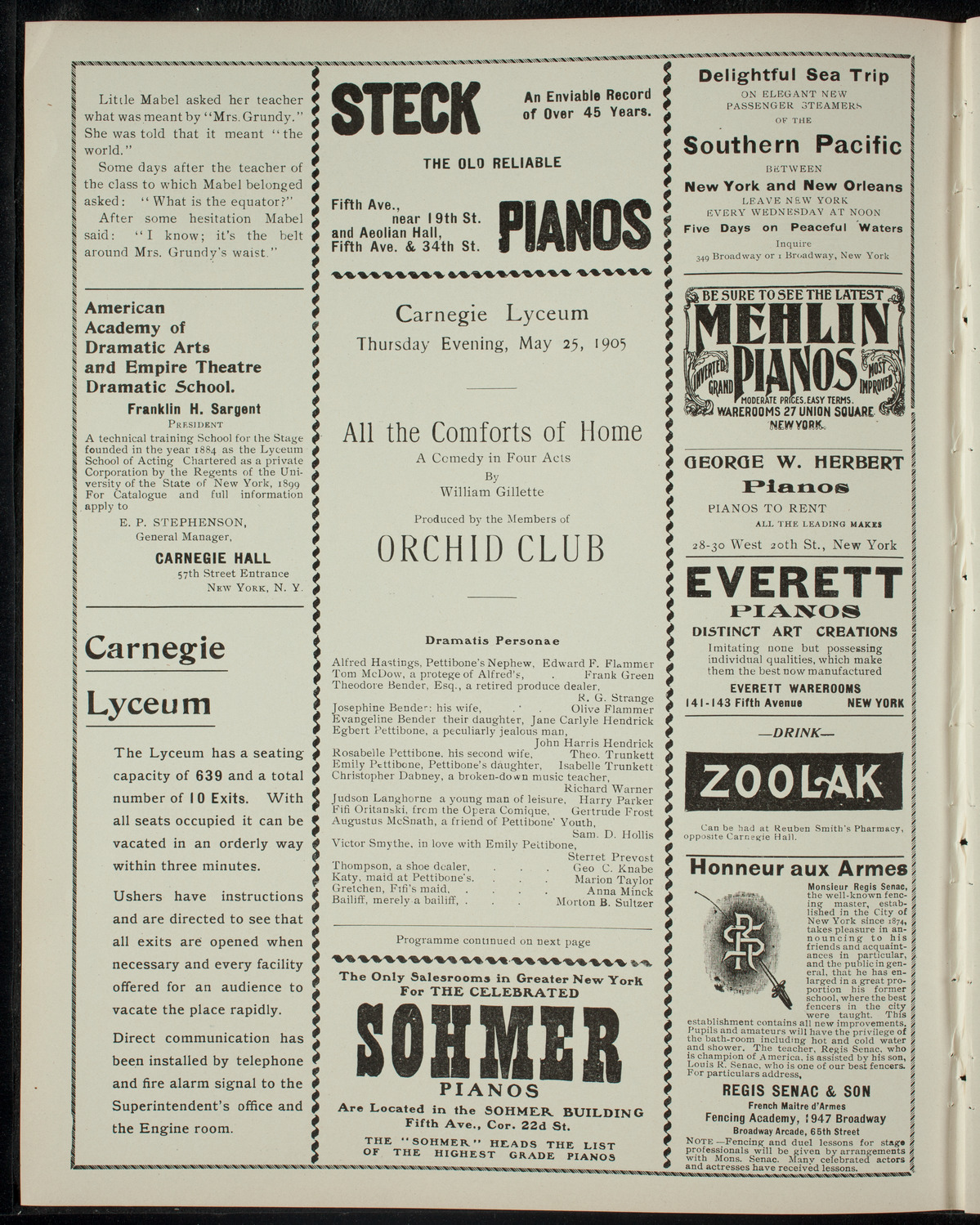 The Orchid Club, May 25, 1905, program page 2