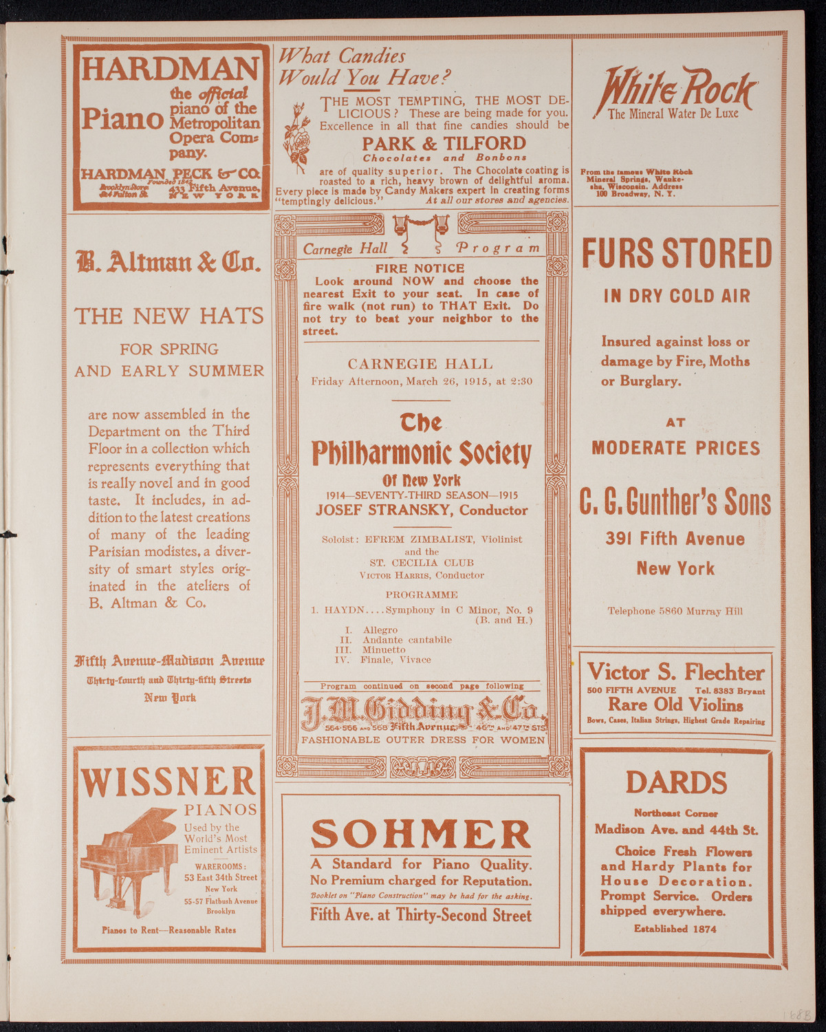 New York Philharmonic, March 26, 1915, program page 5