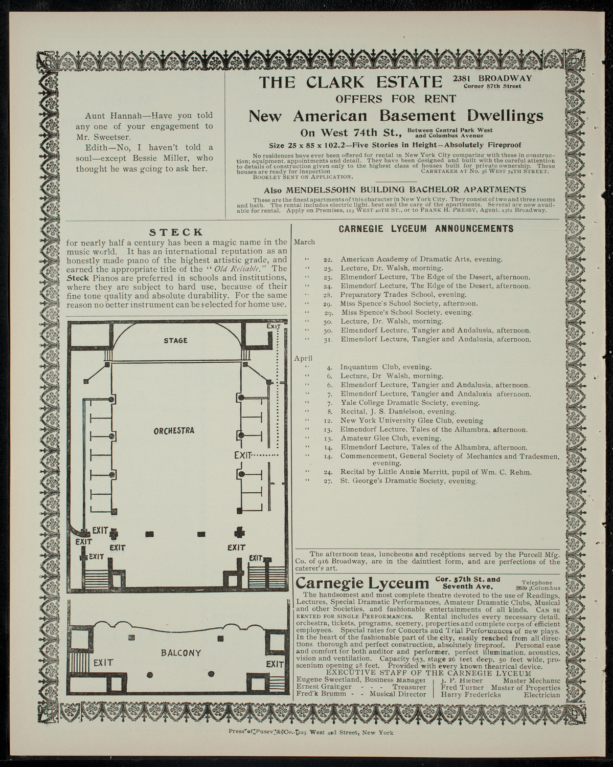 Cardillo's Symphony Orchestra, March 21, 1905, program page 4
