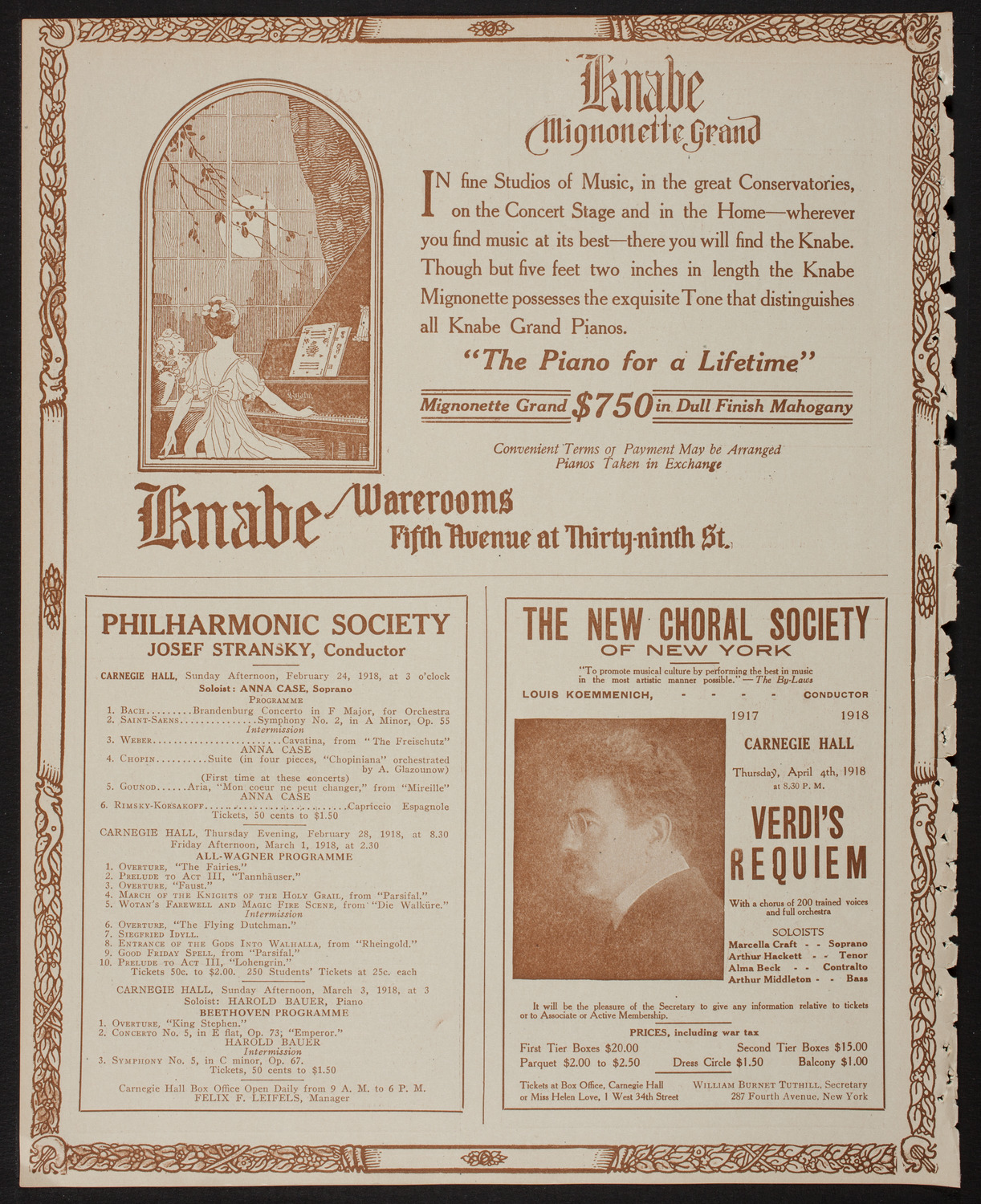 New York Philharmonic, February 21, 1918, program page 12