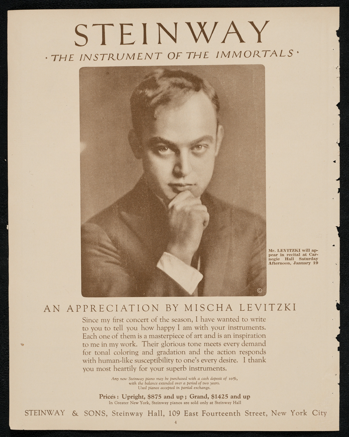 New York Philharmonic, January 18, 1924, program page 4