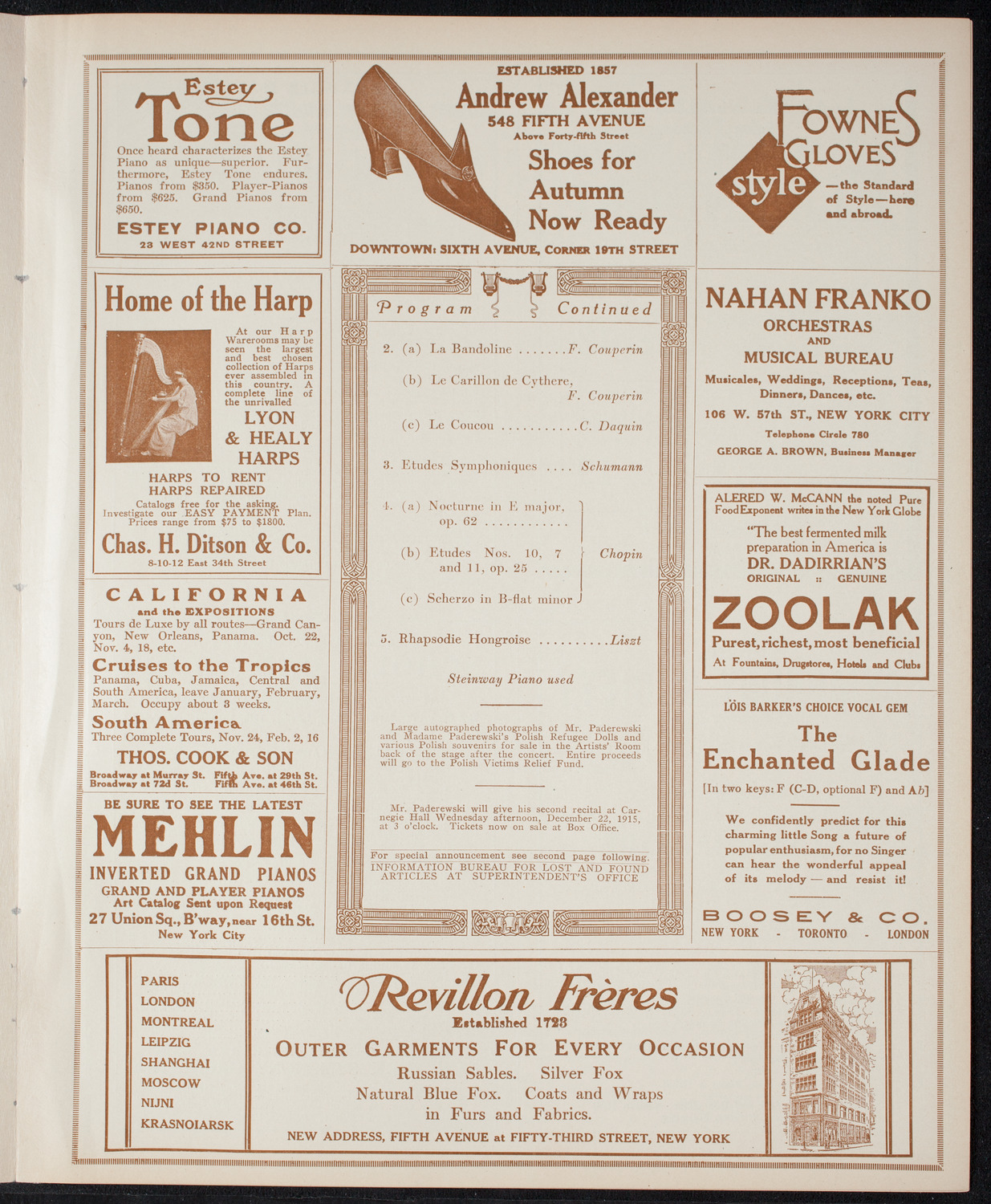 Ignacy Jan Paderewski, Piano, December 7, 1915, program page 7