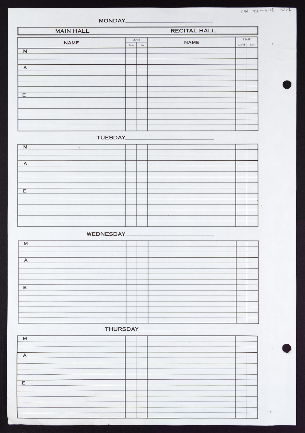 Carnegie Hall Booking Ledger, volume 41, page 2