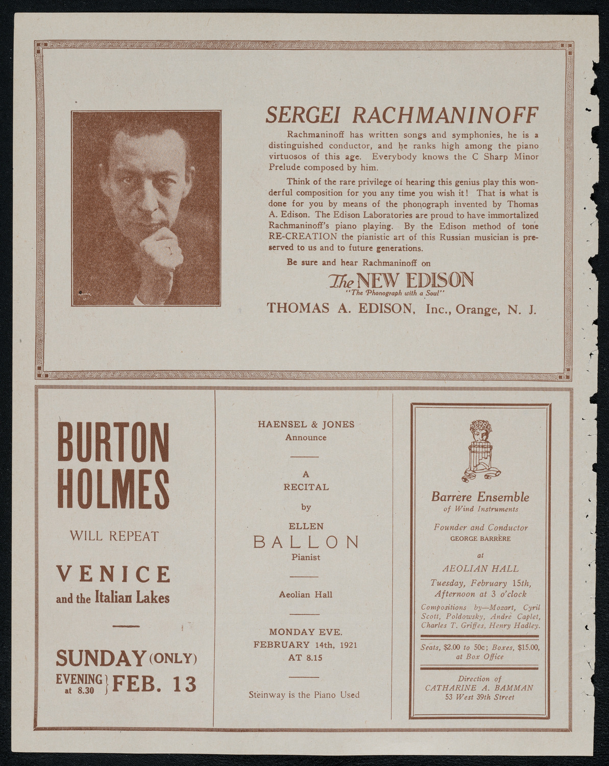 National Symphony Orchestra, February 12, 1921, program page 2