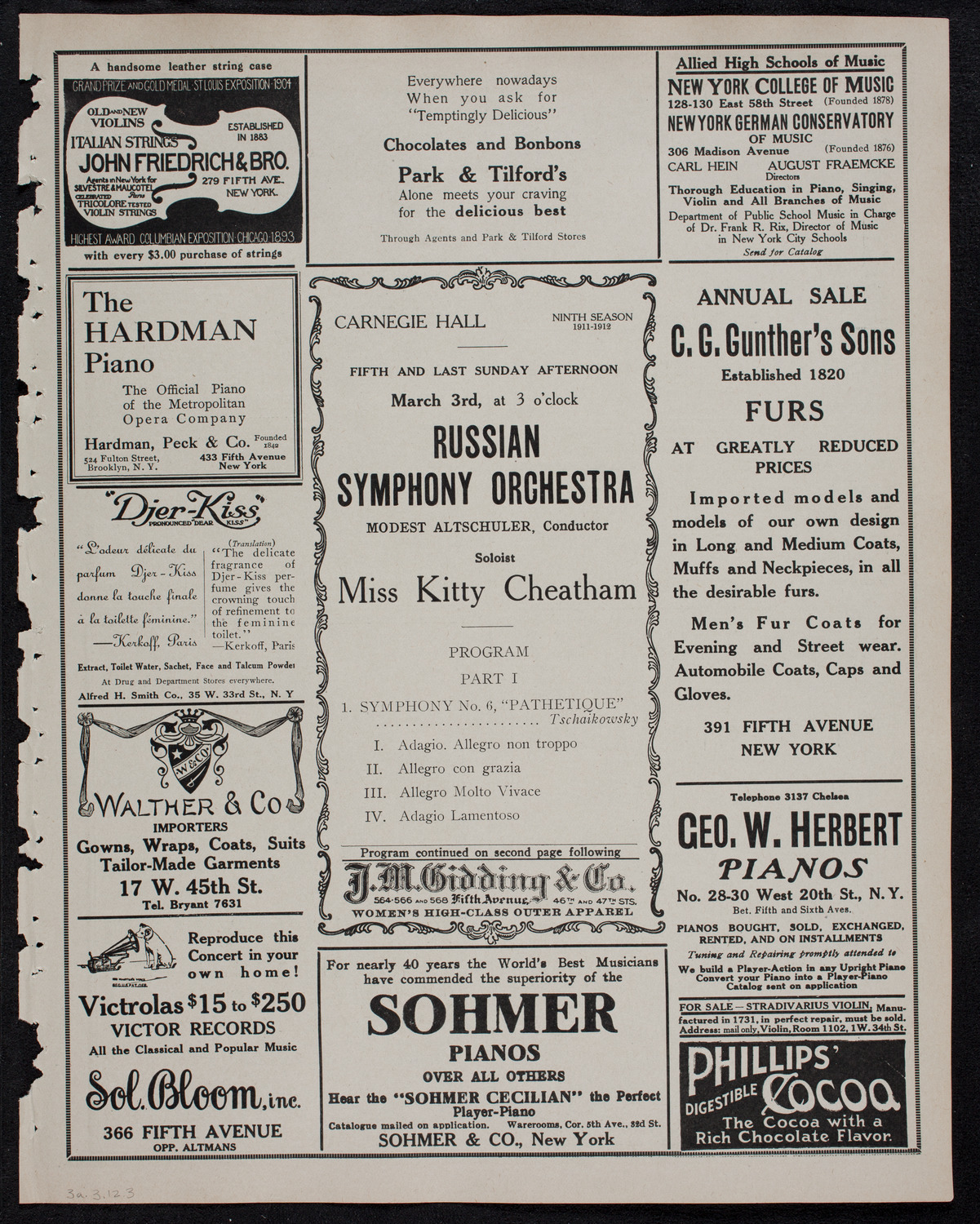 Russian Symphony Society of New York, March 3, 1912, program page 5