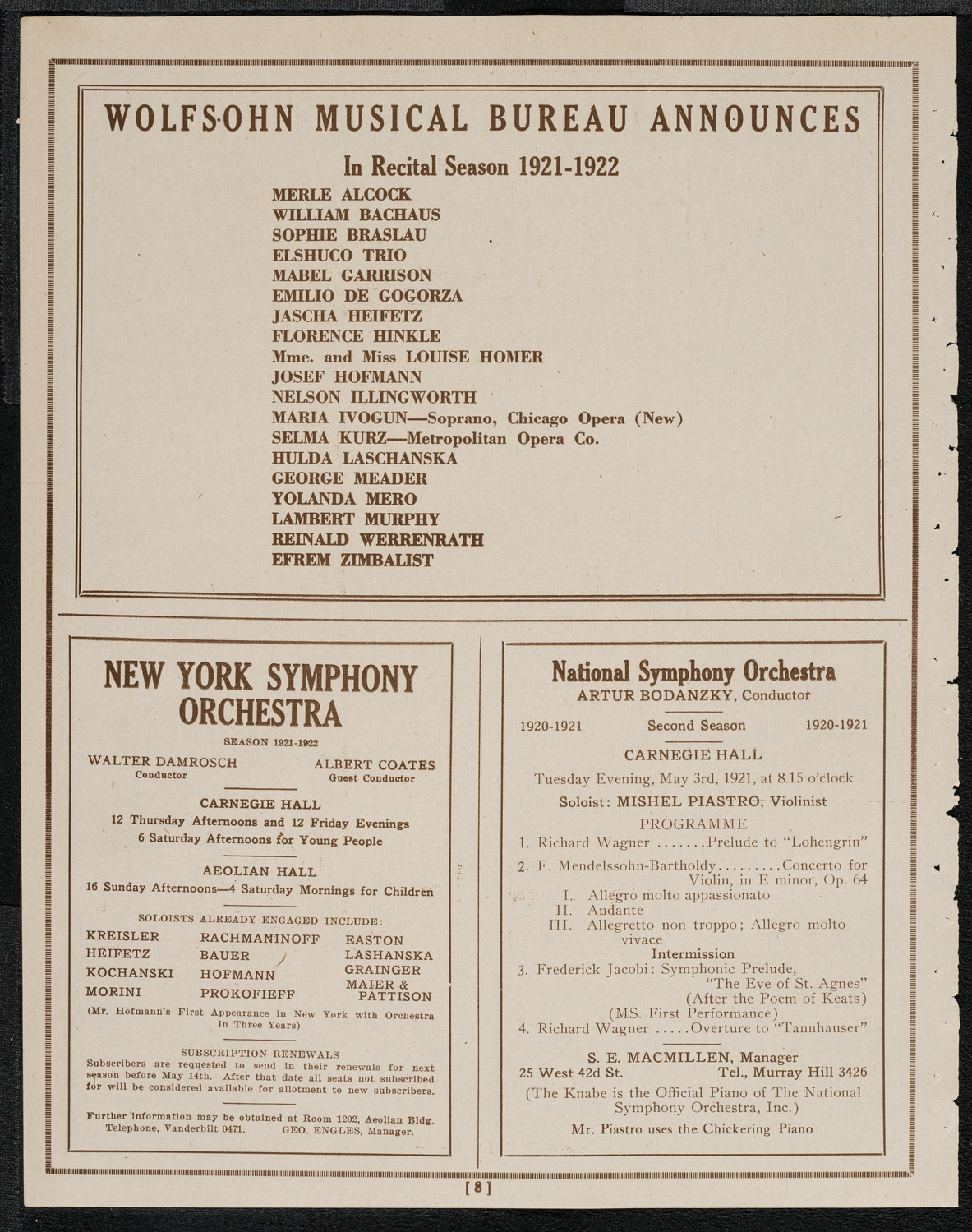 Meeting: American Defense Society, May 1, 1921, program page 8