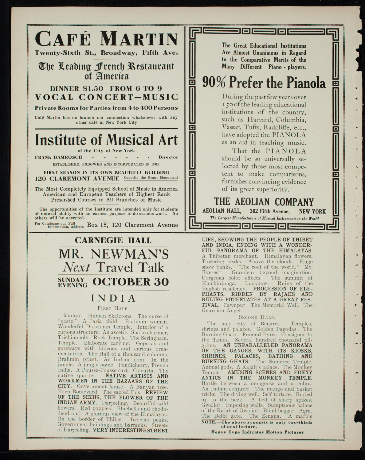 Newman's Illustrated Talks on Travel Topics, October 23, 1910, program page 6