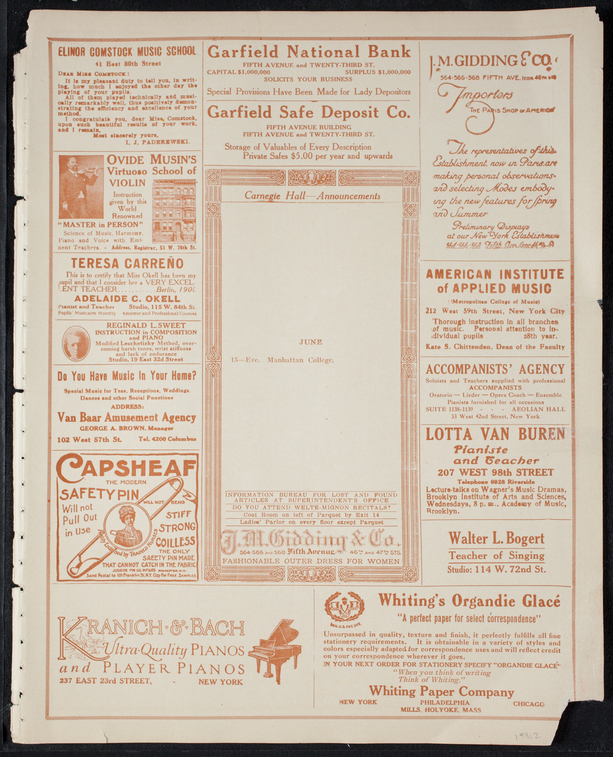 Graduation: College of Dental and Oral Surgery of New York, June 8, 1915, program page 3