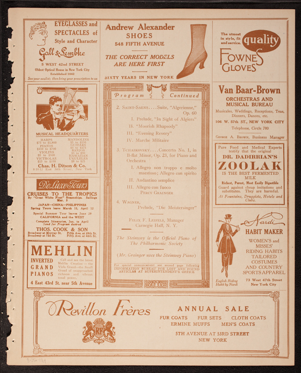 New York Philharmonic, March 25, 1917, program page 7