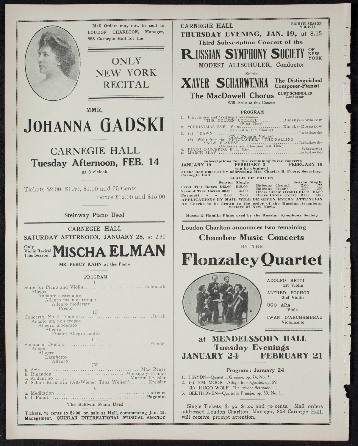 New York Symphony Orchestra: Benefit for the Council of Jewish Women, New York Section, January 14, 1911, program page 10