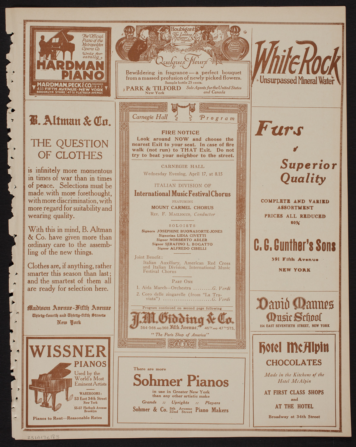 Italian Division of International Music Festival Chorus, April 17, 1918, program page 5