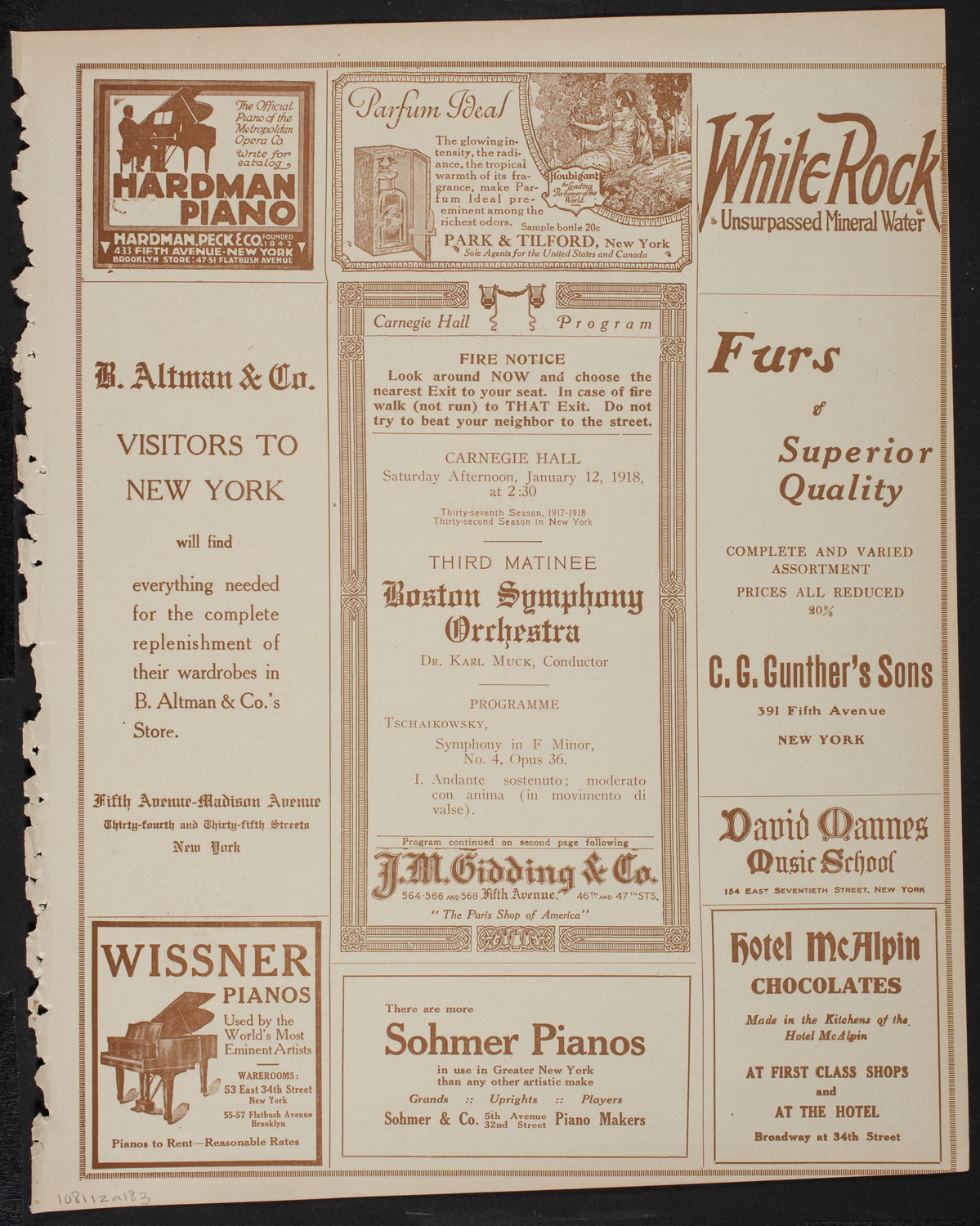 Boston Symphony Orchestra, January 12, 1918, program page 5