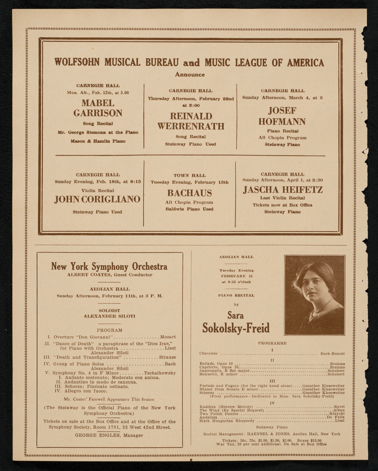 New York Philharmonic, February 9, 1923, program page 8
