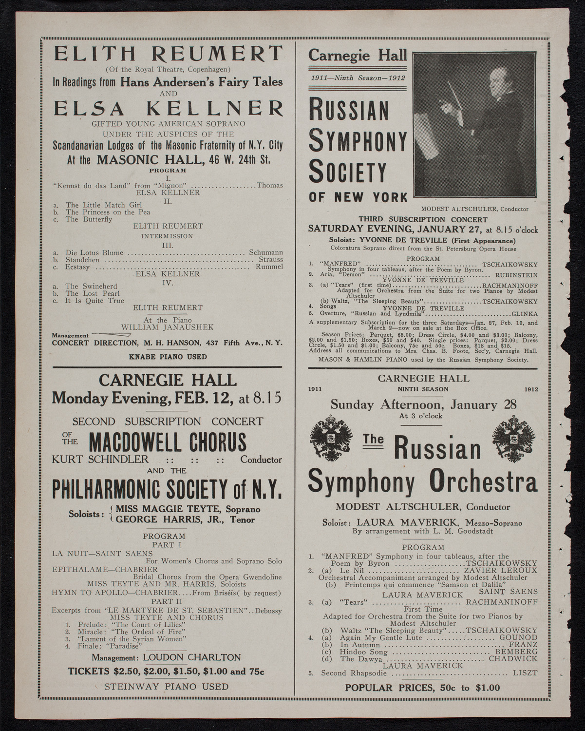 Elena Gerhardt, Soprano, January 24, 1912, program page 10