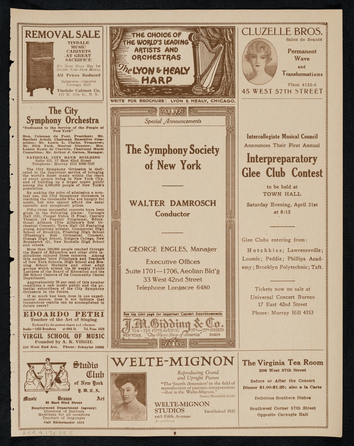 Philadelphia Orchestra, April 17, 1923, program page 9