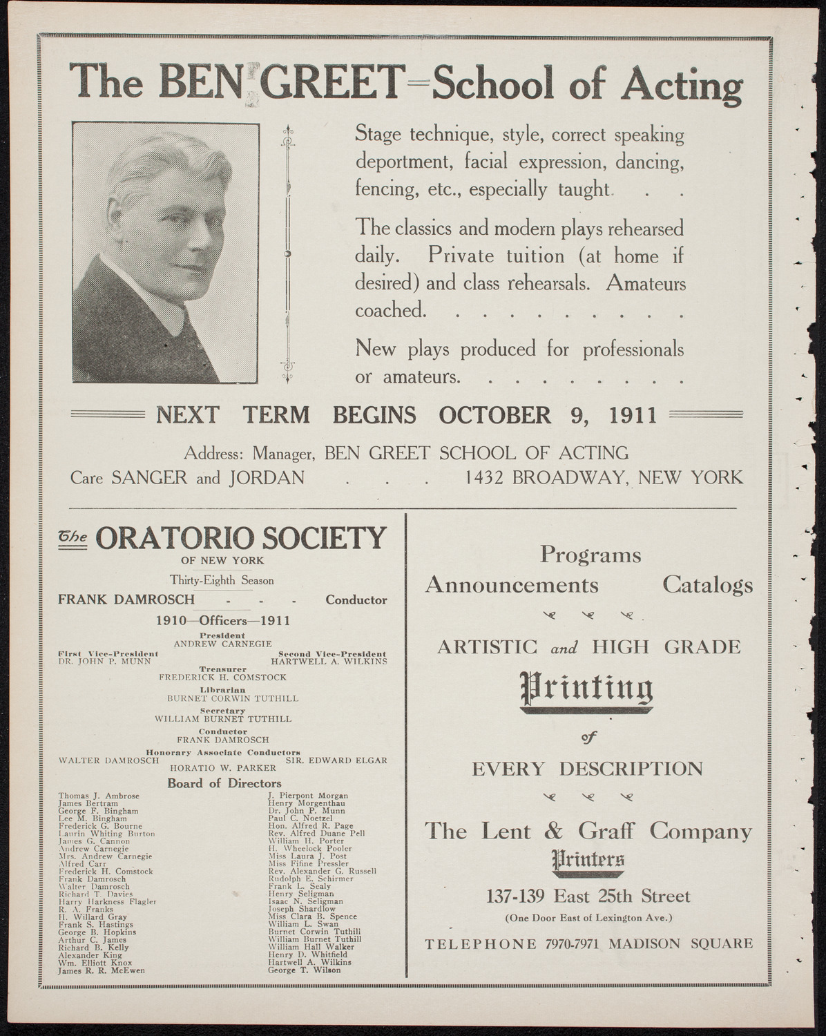 David Bispham, Baritone, May 21, 1911, program page 10