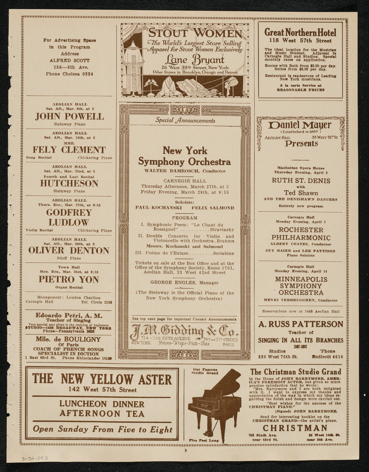 New York Philharmonic, March 7, 1924, program page 9
