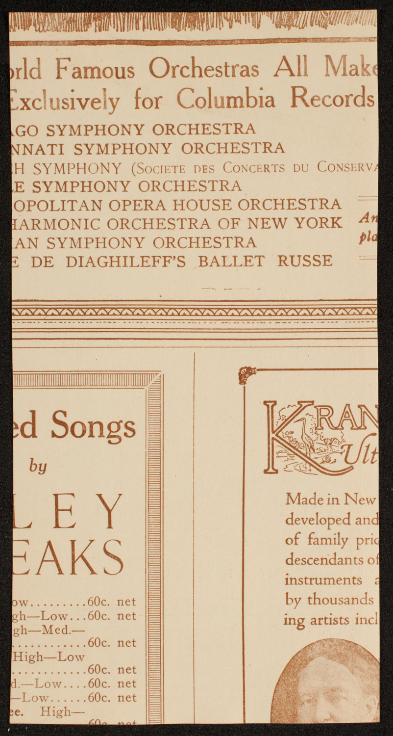 Peace Festival Concert, March 13, 1919, program page 2