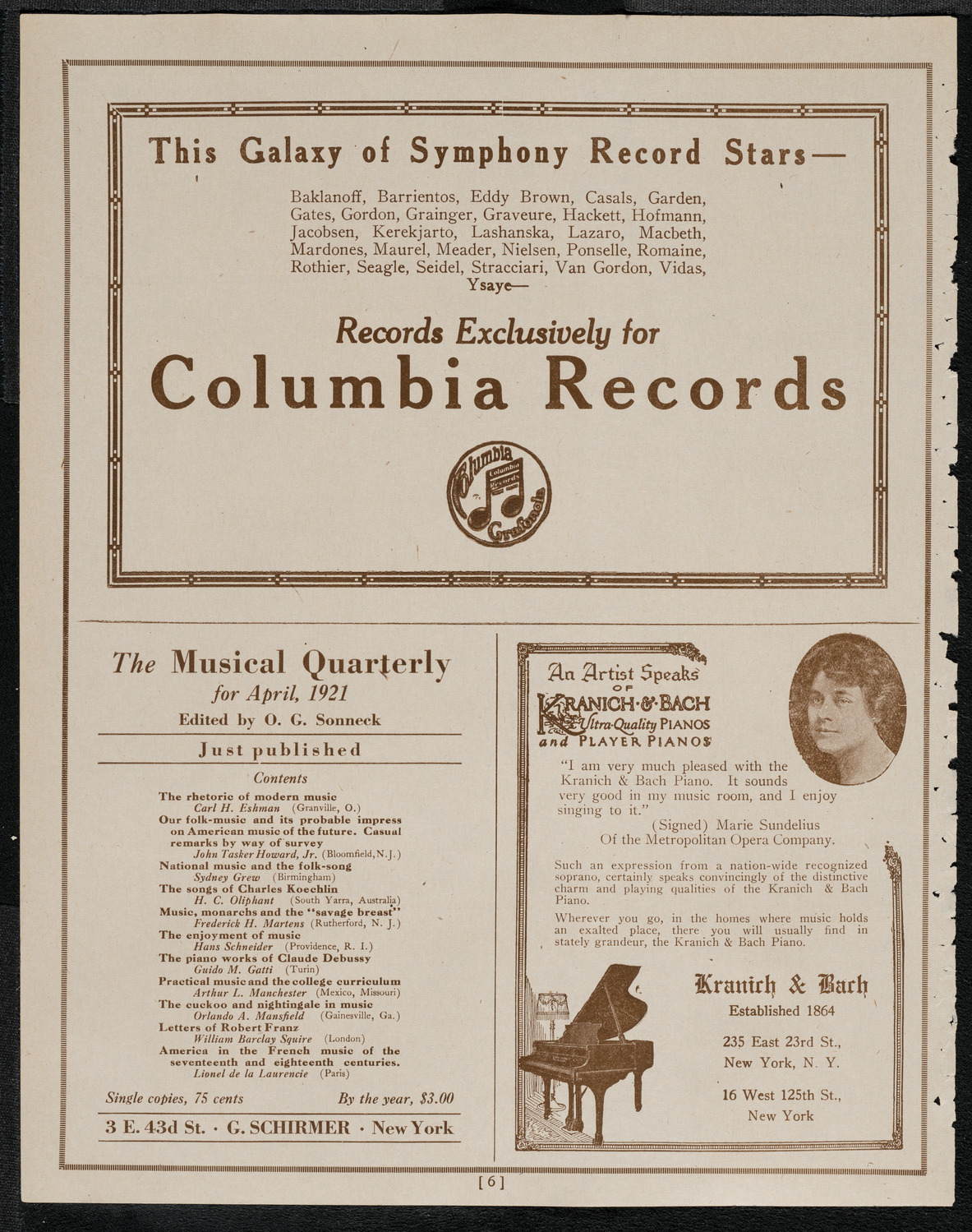 National Symphony Orchestra, April 24, 1921, program page 6