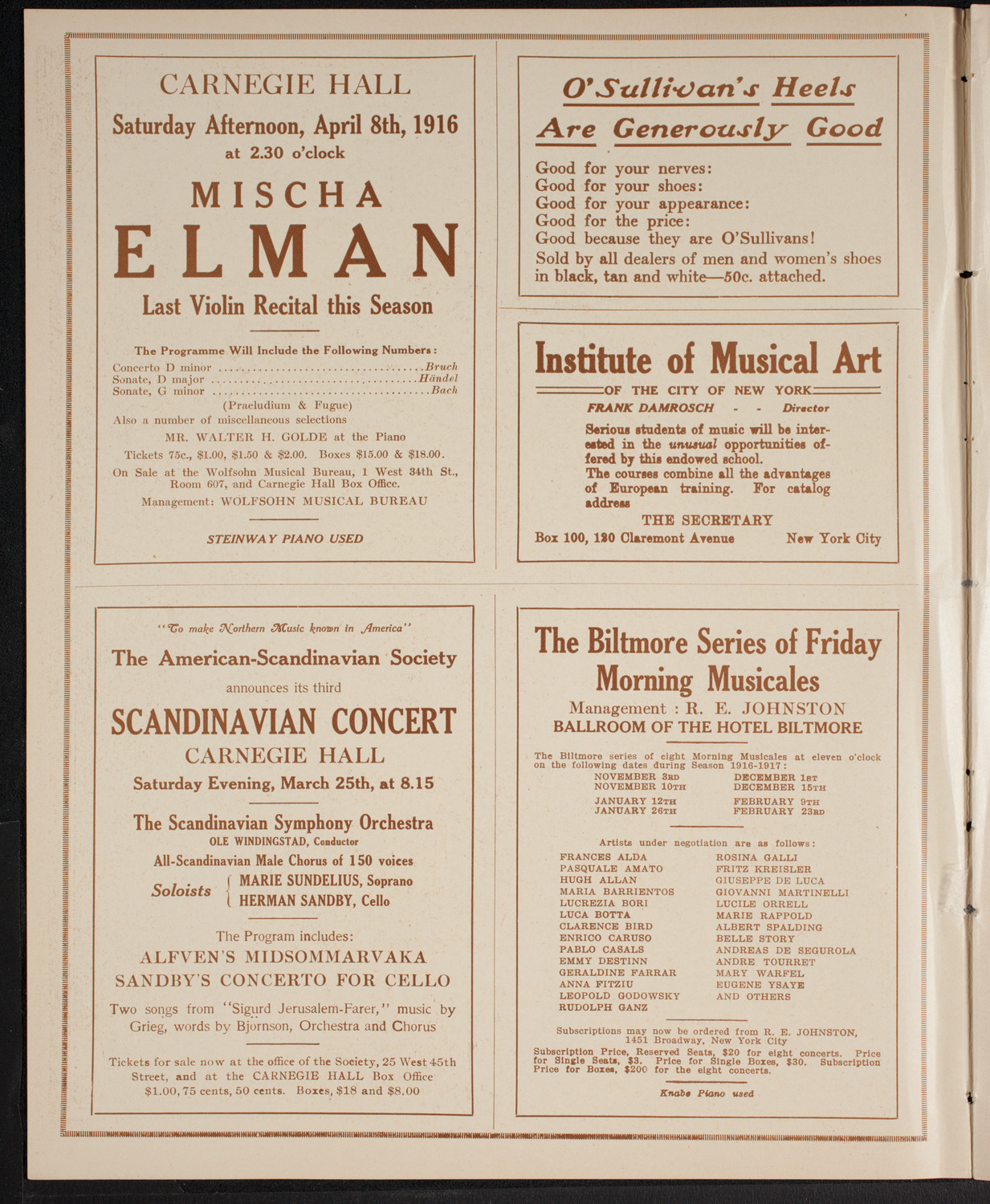 New York Philharmonic, March 23, 1916, program page 2