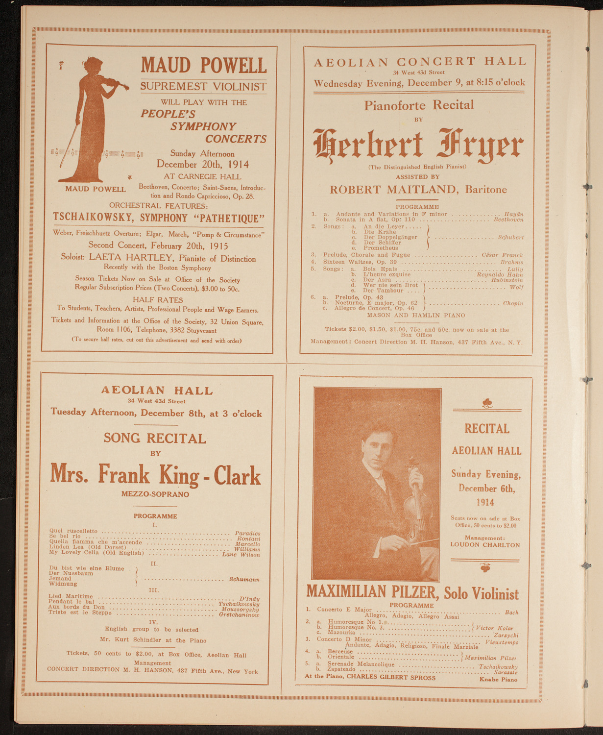 Boston Symphony Orchestra, December 3, 1914, program page 10