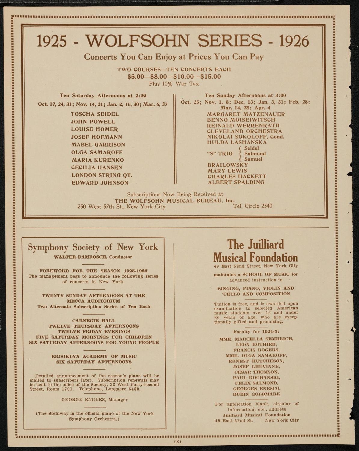 Kitty Cheatham with Small Orchestra, April 18, 1925, program page 8