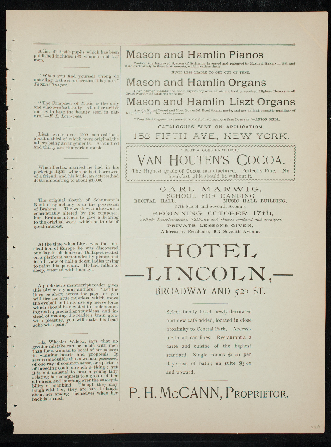 Students of J.C. Woloff, November 27, 1891, program page 5