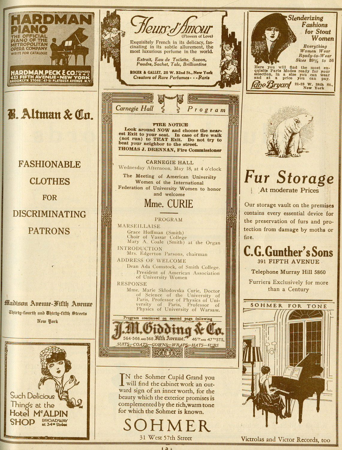 Celebration by American University Women to Honor and Welcome Marie Curie, May 18, 1921, program page 5