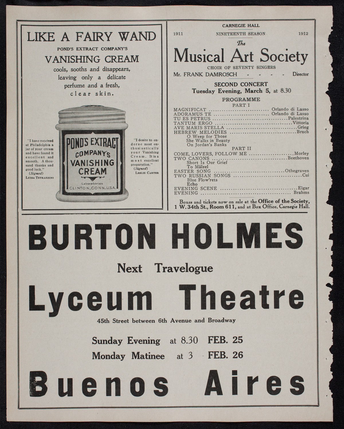 Volpe Symphony Society of New York, February 20, 1912, program page 8