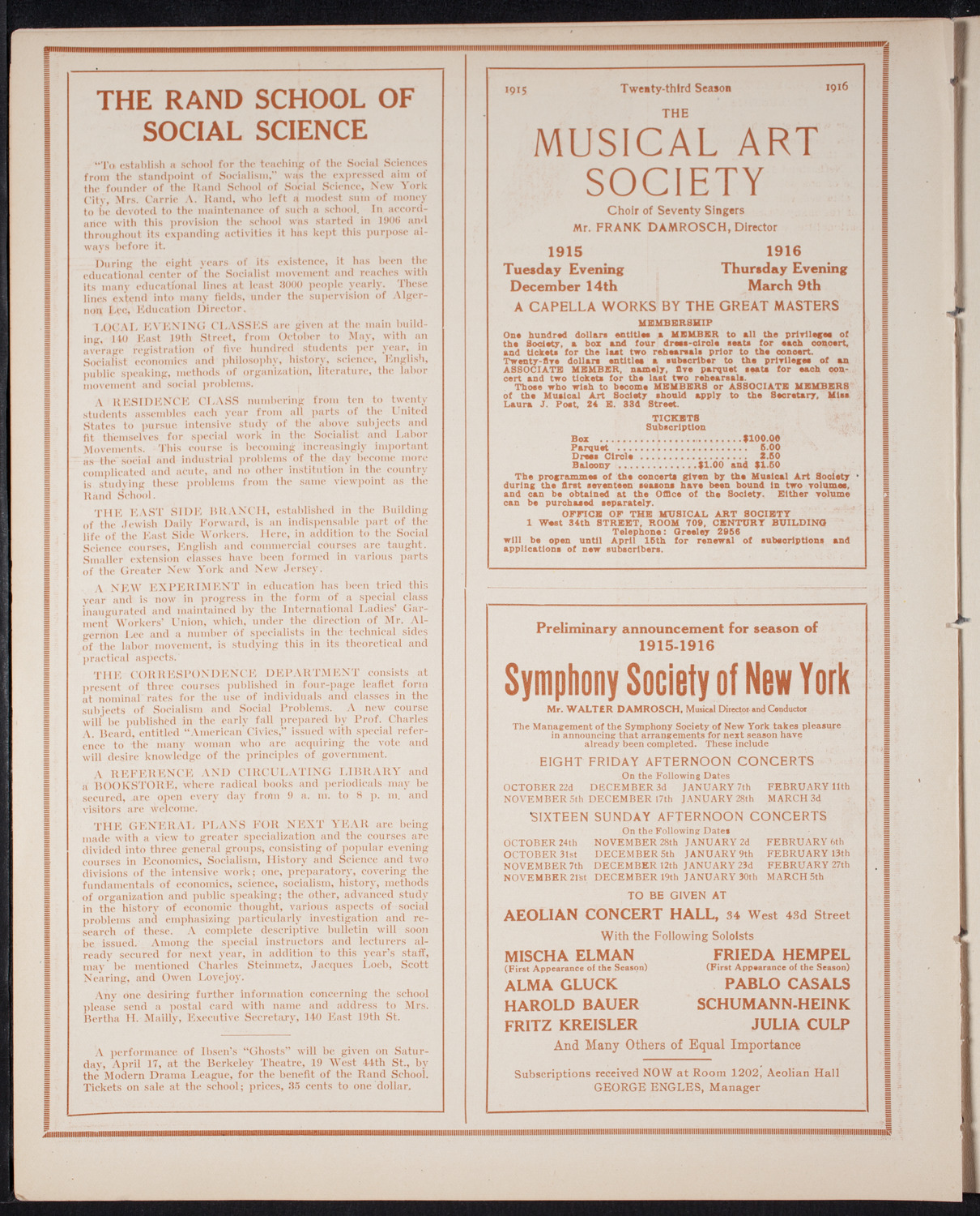 Debate: National Security, April 2, 1915, program page 8