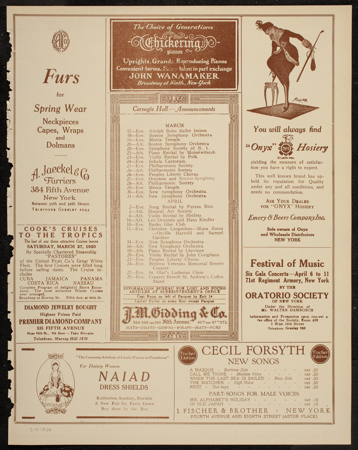 Jewish Folk-Songs Chorus, March 14, 1920, program page 3